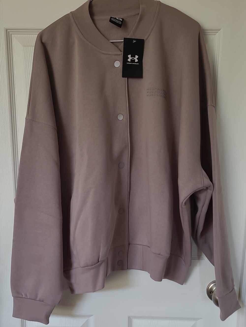 Under Armour Women's Loose Fit Mauve-Taupe Bomber Jacket Ptp 31" NWT